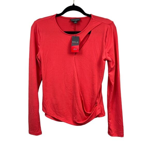 Bold Elements Womens Top Cut to‎ Curve Stretch Long Sleeve Coral Sunset Sz M - Picture 1 of 5